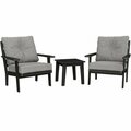 Polywood Lakeside Black / Grey Mist Deep Seating Patio Set with Lakeside Table and Chairs 633PWS52BL45